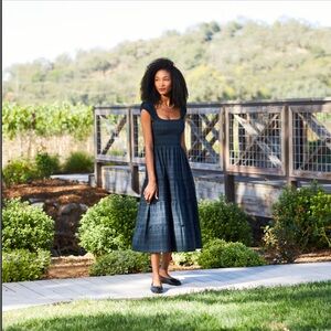 Maxwell & Geraldine The Lily Nap Dress in Blackwatch Plaid size Medium Smocked